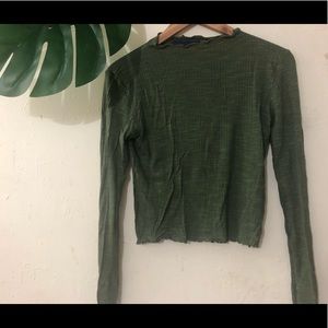 Aeropostale Green raffle edges sweater